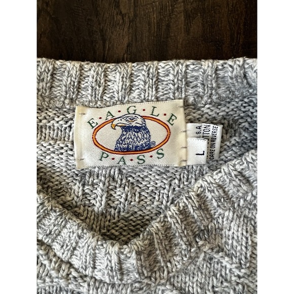 Eagle Pass VTG Sweater Medium Knit 90s USA‎ Gray Grandpa Core Skater Y2K Cosby L - Picture 2 of 6